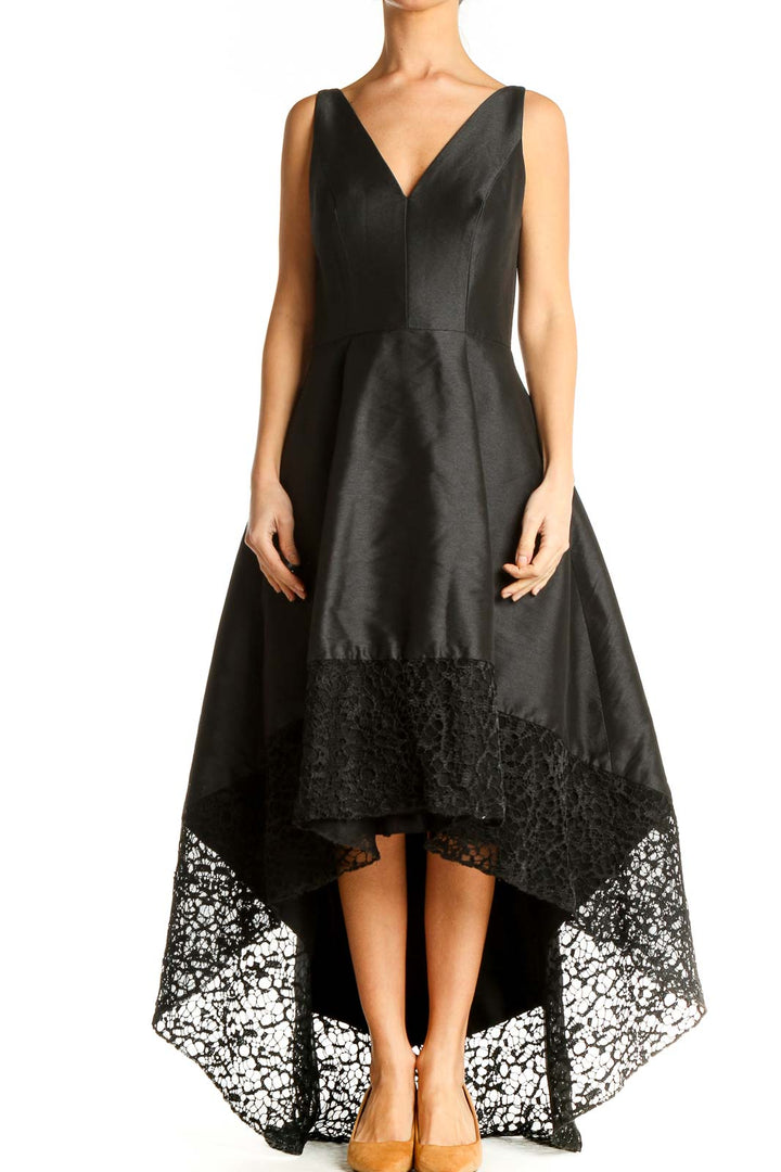 Black Lace Fancy High-Low Dress