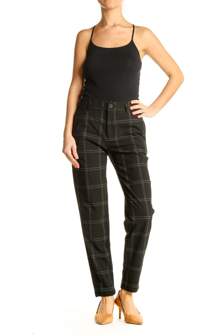 Black Checkered All Day Wear Trousers