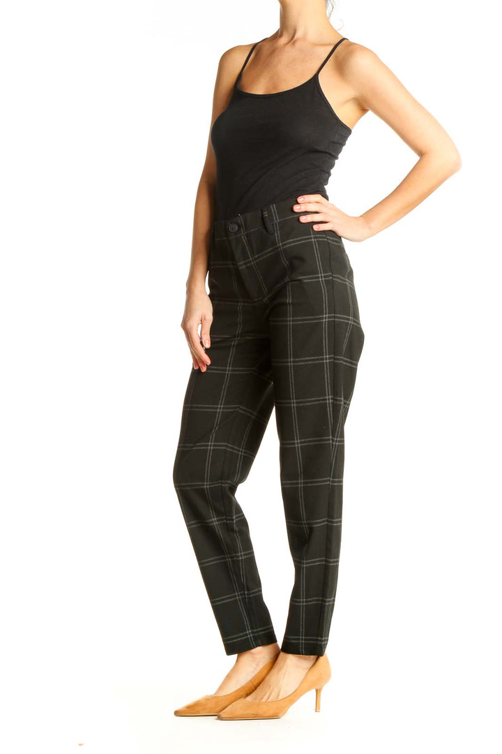 Black Checkered All Day Wear Trousers