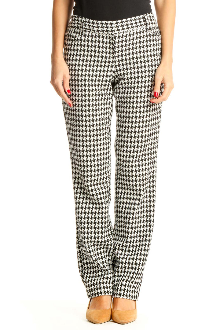 White Houndstooth All Day Wear Trousers