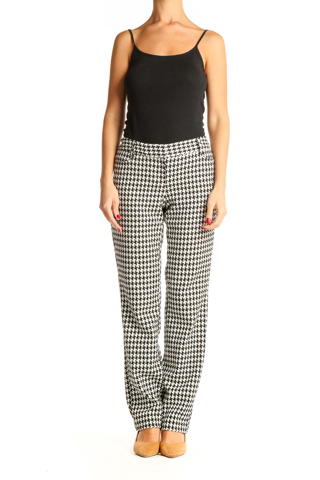 White Houndstooth All Day Wear Trousers