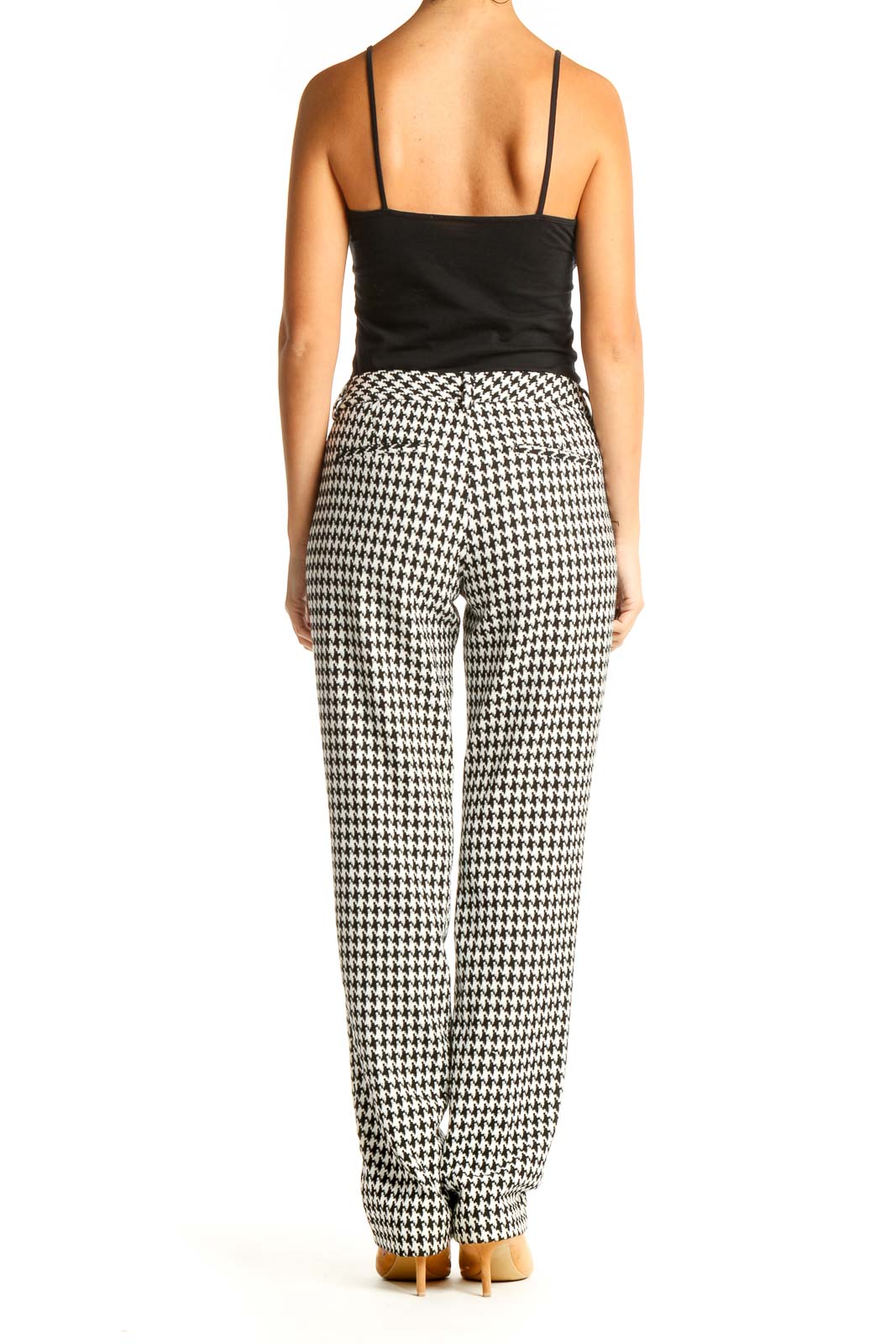 White Houndstooth All Day Wear Trousers