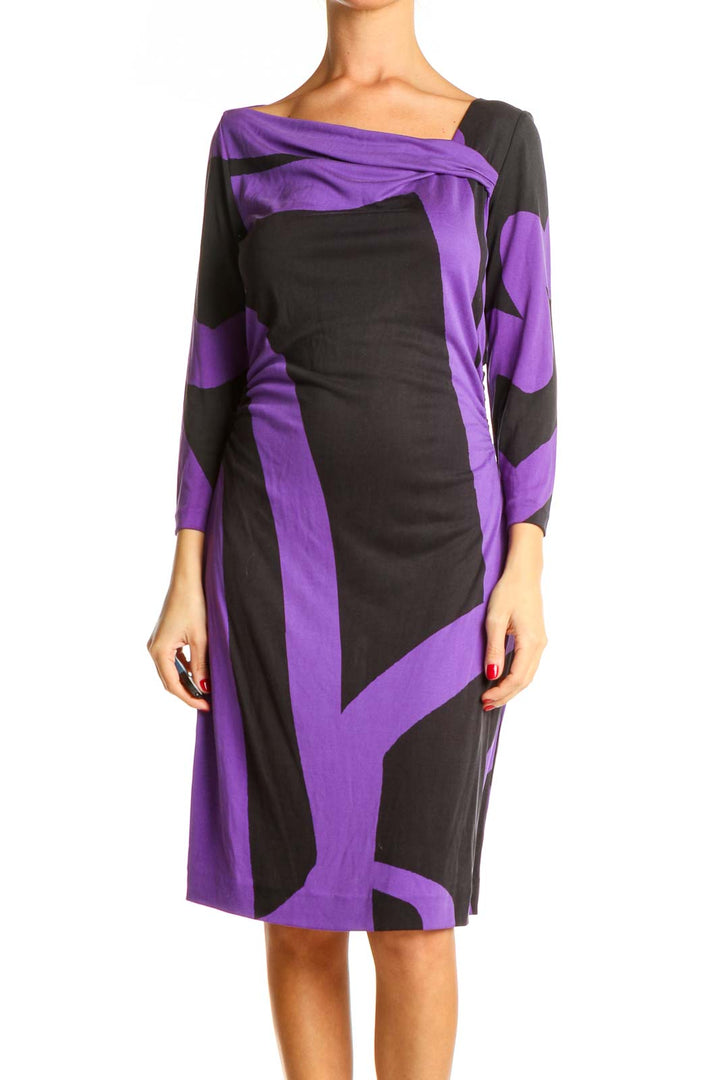 Black Purple Colorblock Chic Sheath Dress