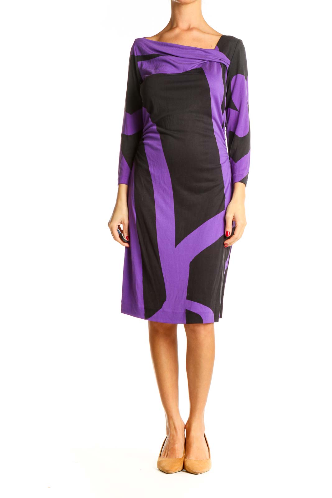 Black Purple Colorblock Chic Sheath Dress