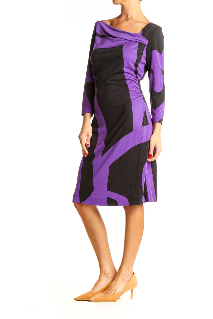 Black Purple Colorblock Chic Sheath Dress