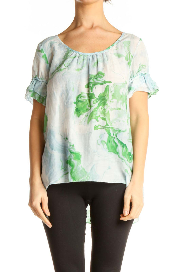 Green Tie And Dye Casual Top