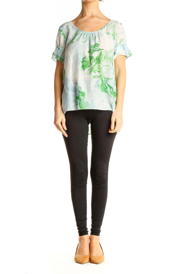 Green Tie And Dye Casual Top