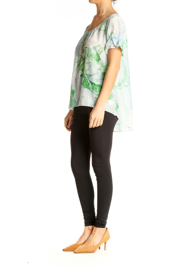 Green Tie And Dye Casual Top