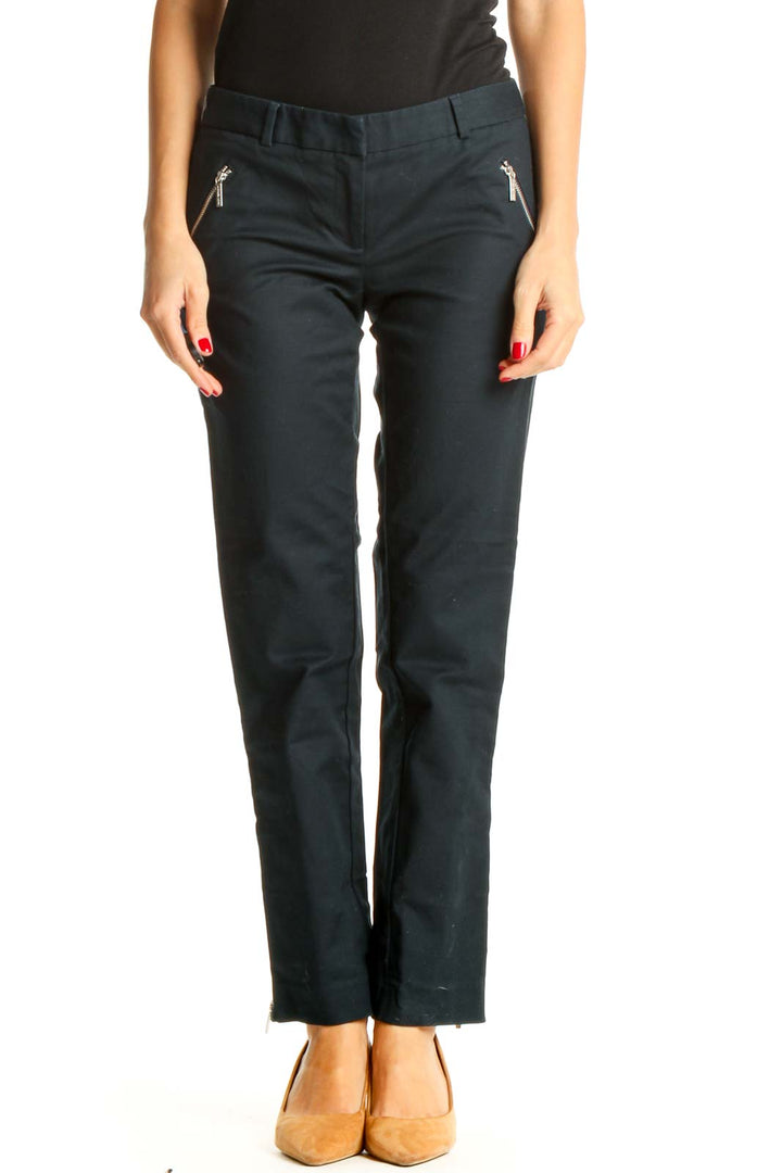 Blue Solid Casual Trousers