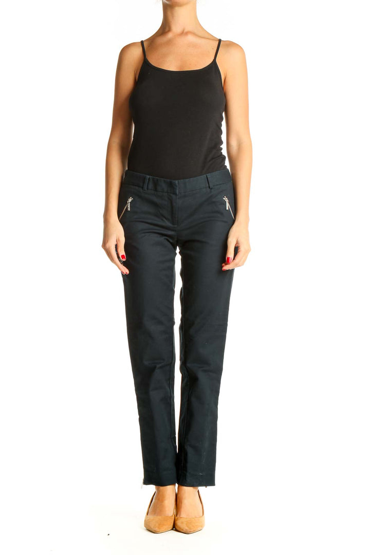 Blue Solid Casual Trousers