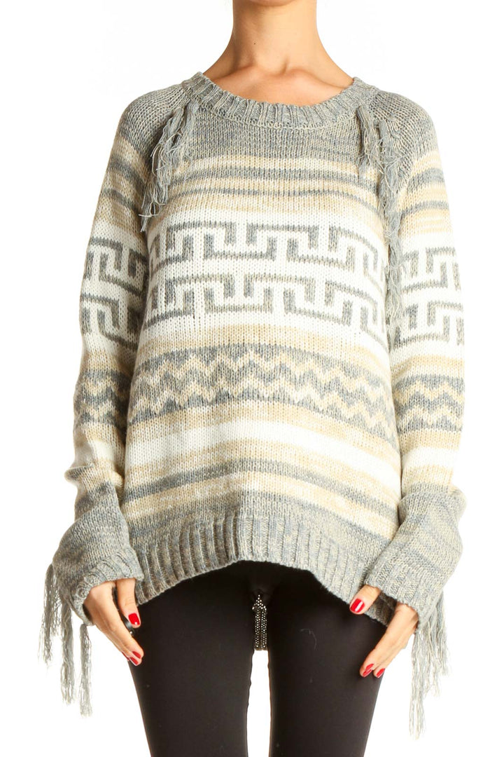 Gray Printed All Day Wear Sweater