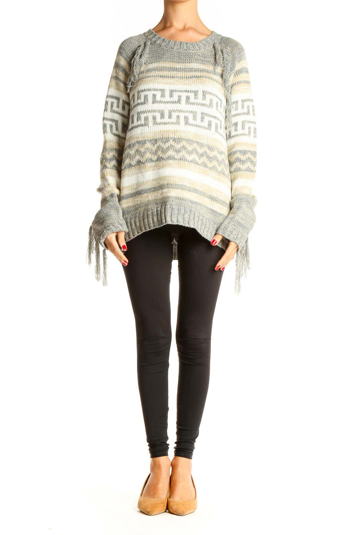 Gray Printed All Day Wear Sweater