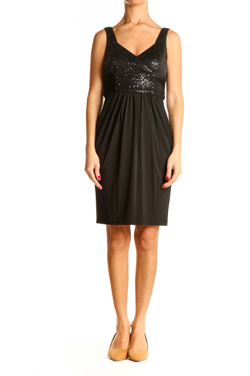 Black Sequin Cocktail Fit & Flare Dress