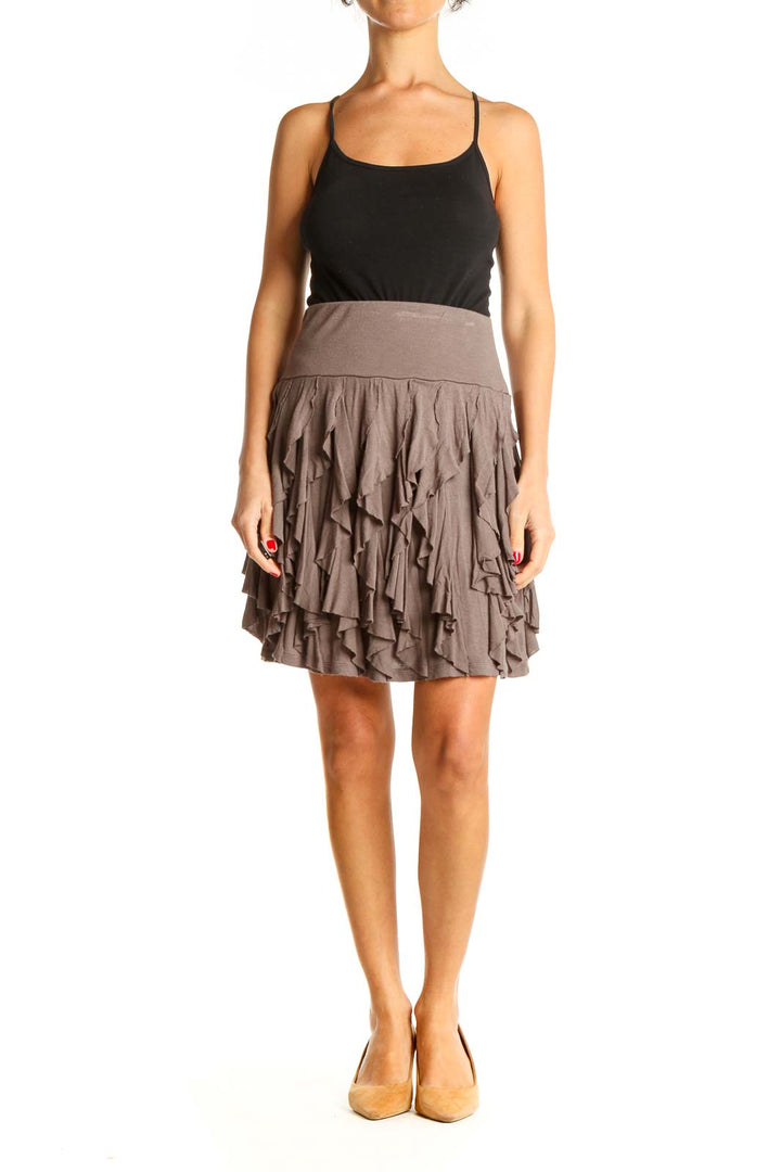 Brown Chic Flared Skirt