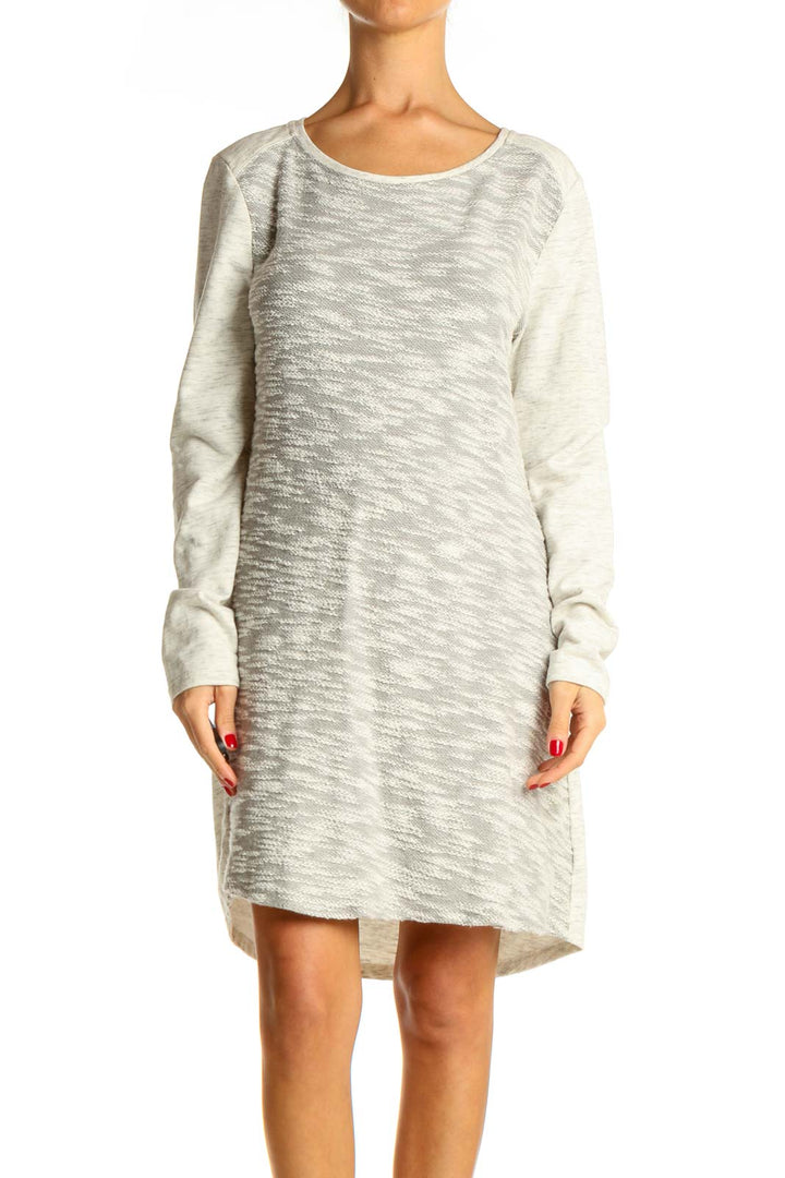 White Textured Classic Sweater Dress