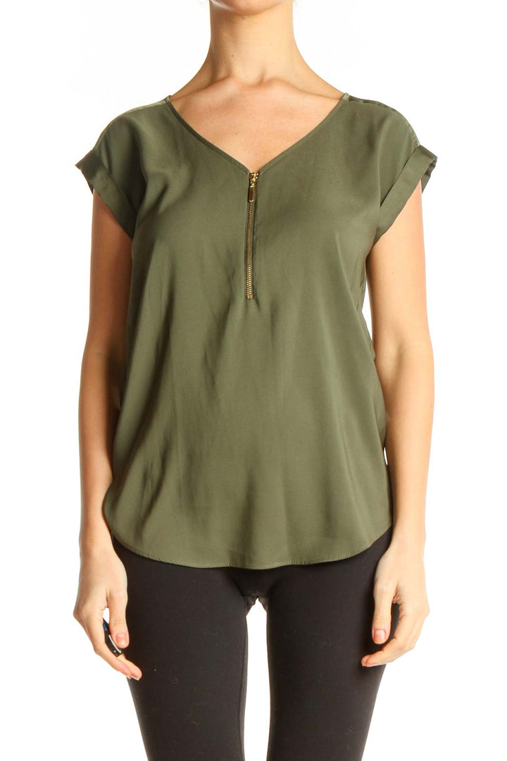 Green Solid All Day Wear Blouse