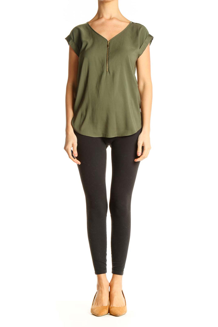 Green Solid All Day Wear Blouse