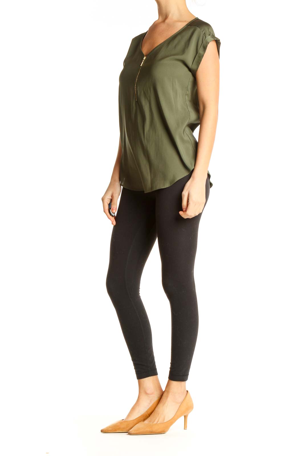 Green Solid All Day Wear Blouse