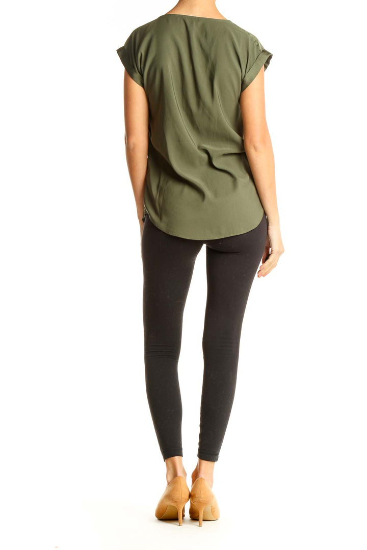 Green Solid All Day Wear Blouse