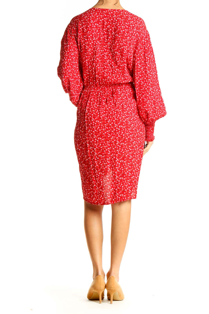 Red Floral Print Classic Sheath Dress