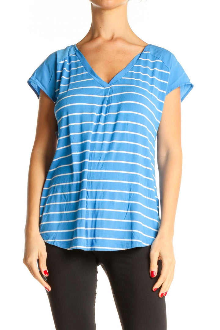 Blue Striped Activewear Top