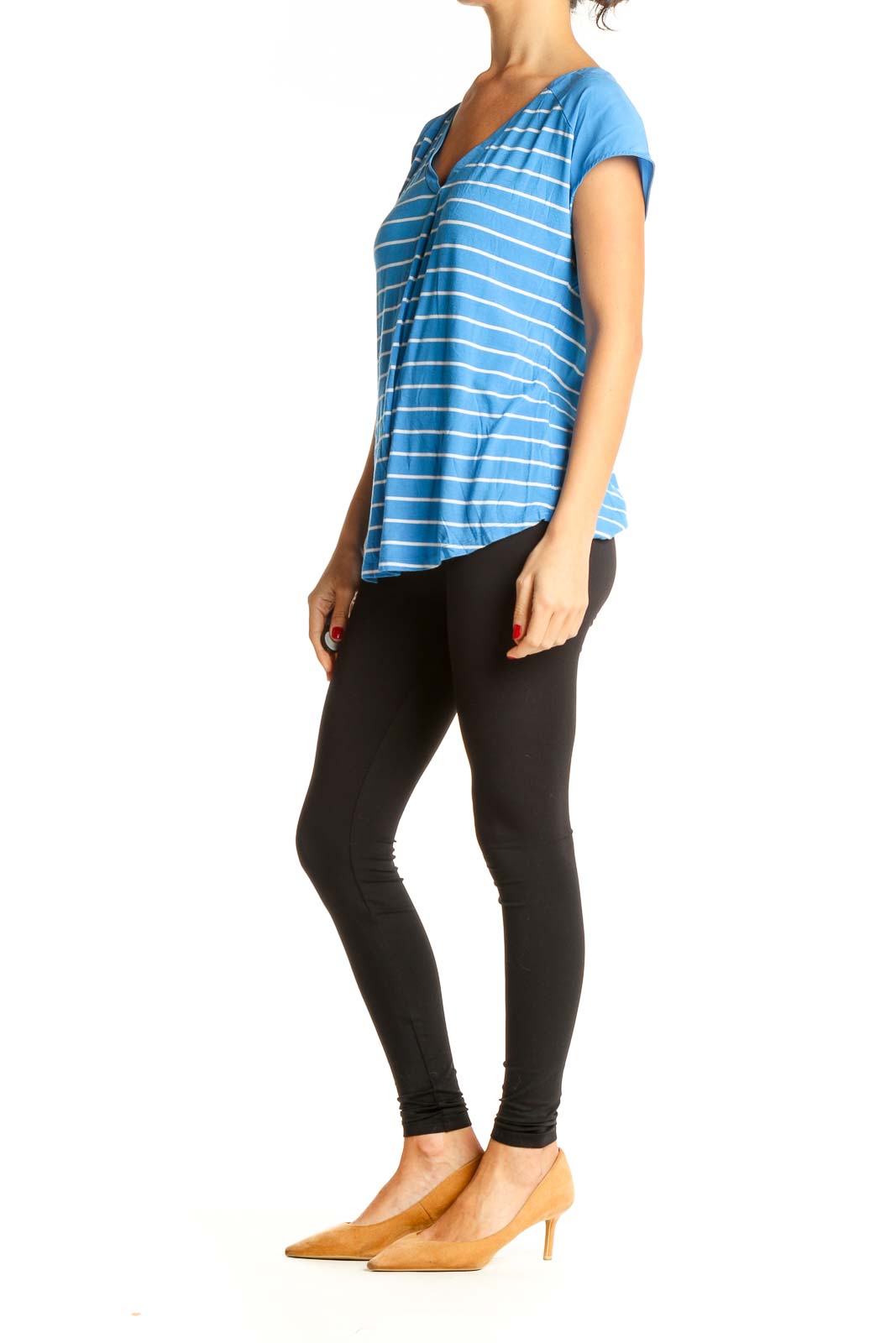 Blue Striped Activewear Top