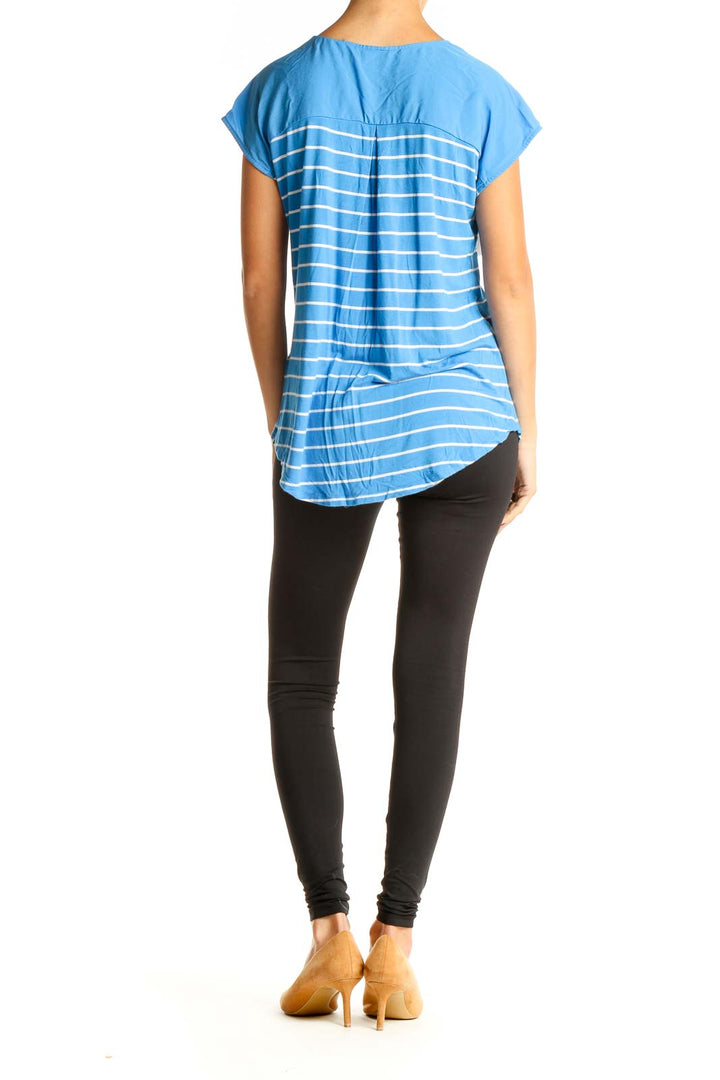 Blue Striped Activewear Top