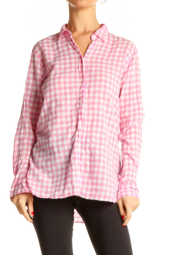 Pink Checkered Formal Top