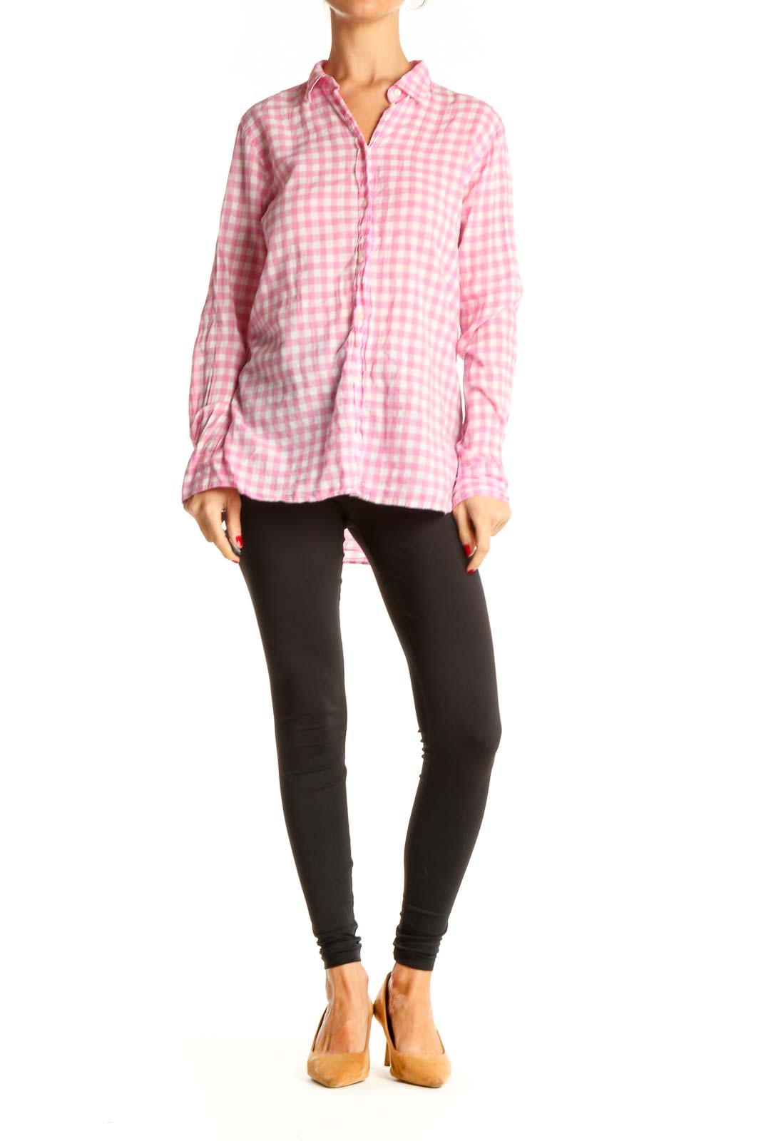 Pink Checkered Formal Top