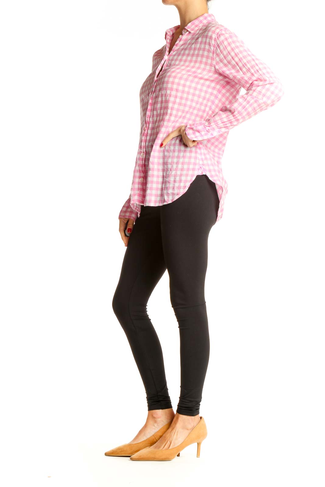 Pink Checkered Formal Top