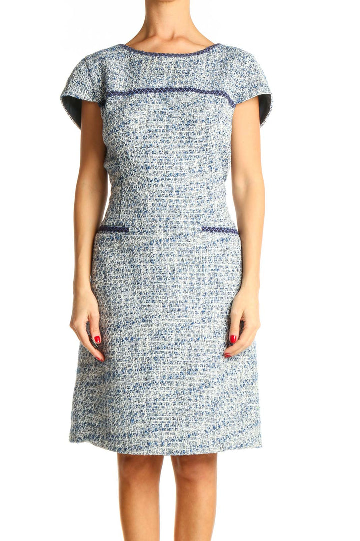 Blue Classic Tweed A-Line Dress