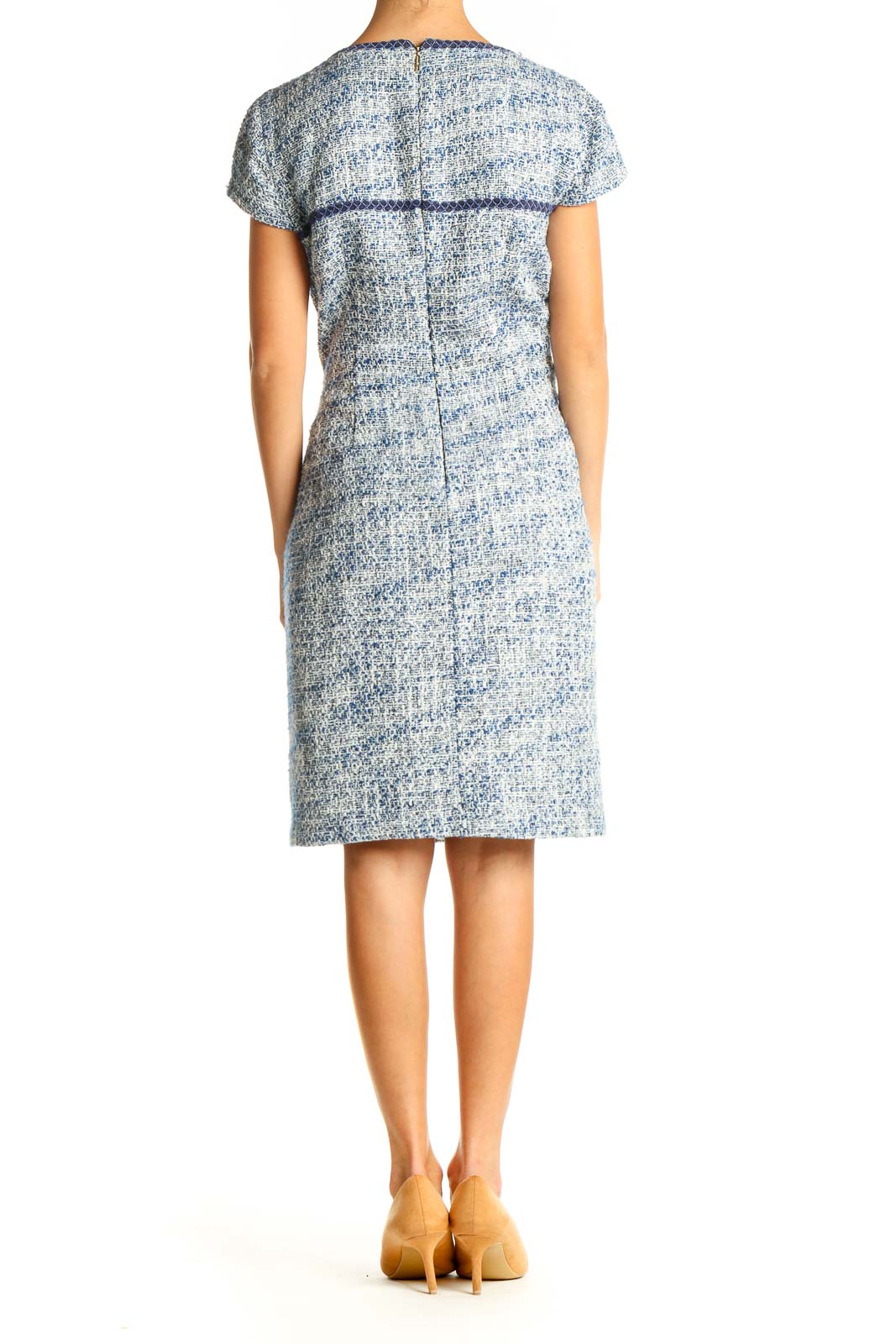 Blue Classic Tweed A-Line Dress