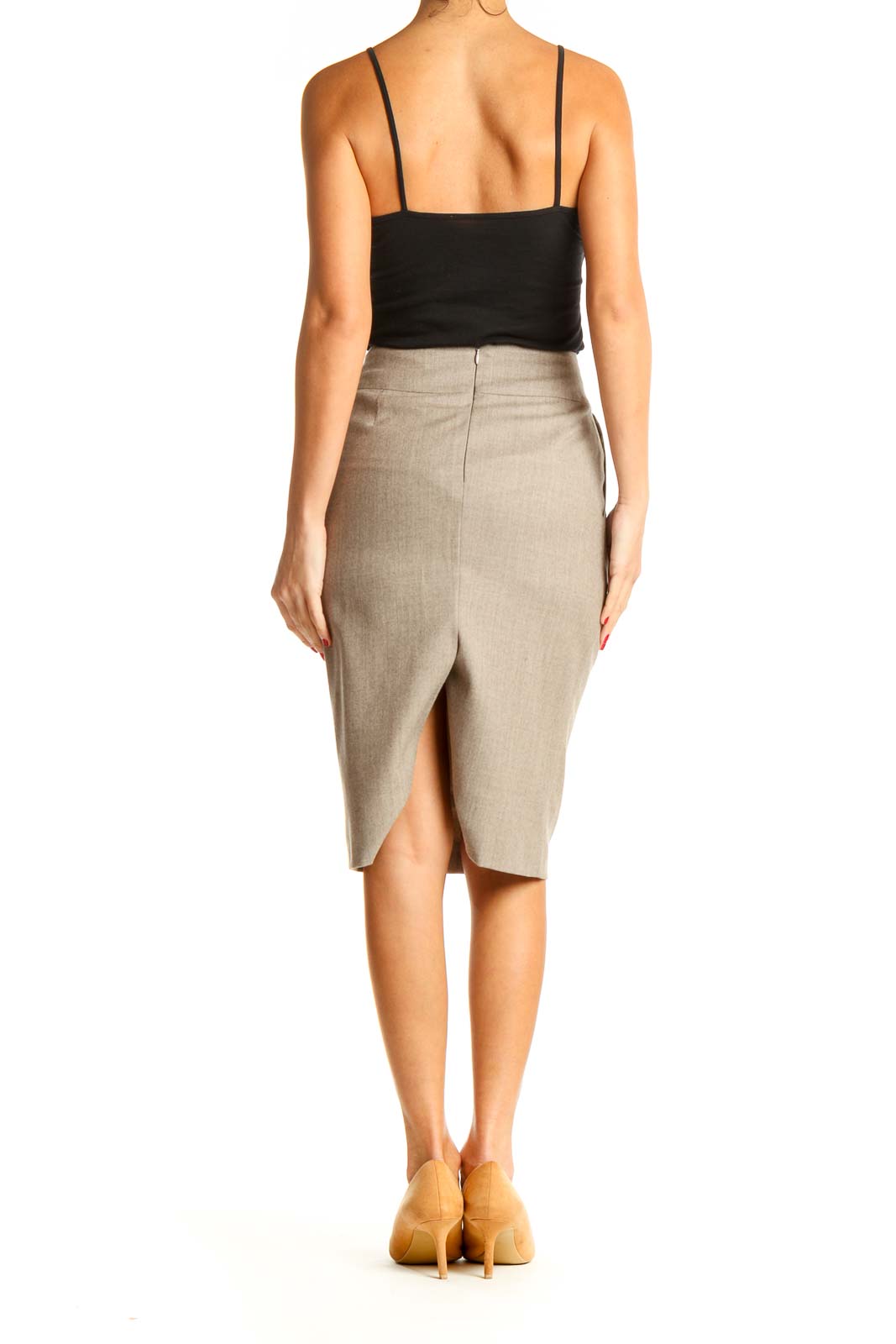 Beige Brunch Pencil Skirt