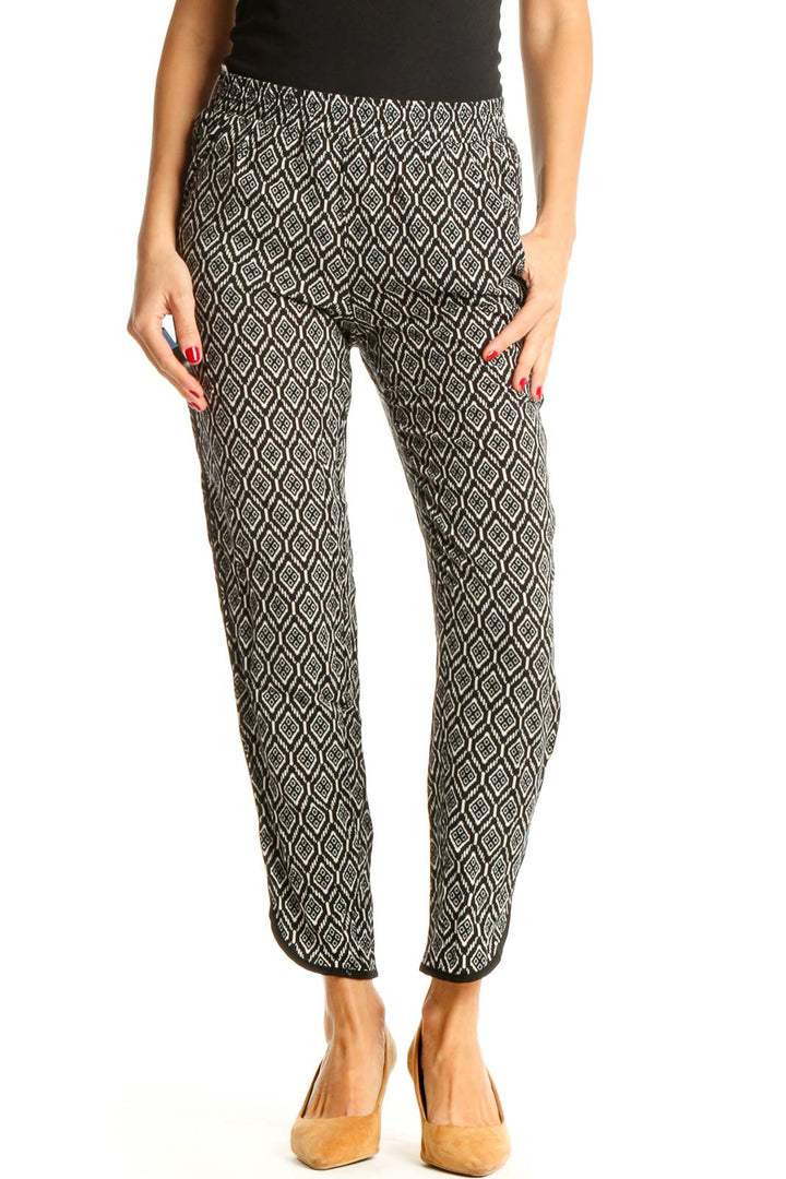 Gray Printed Casual Pants