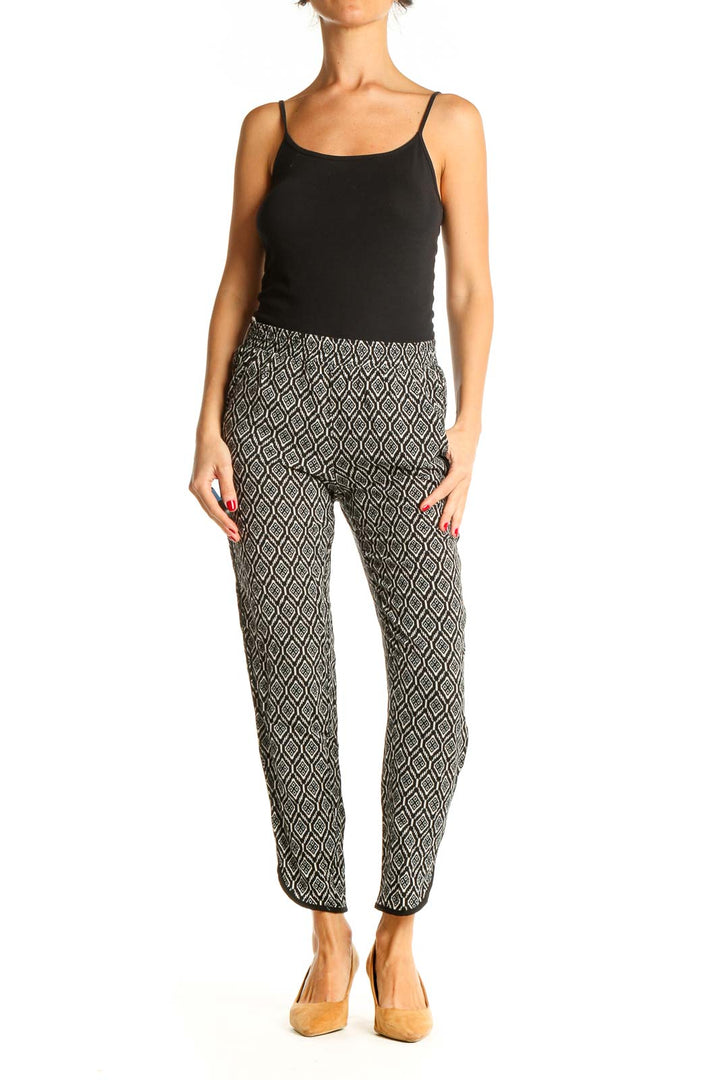 Gray Printed Casual Pants