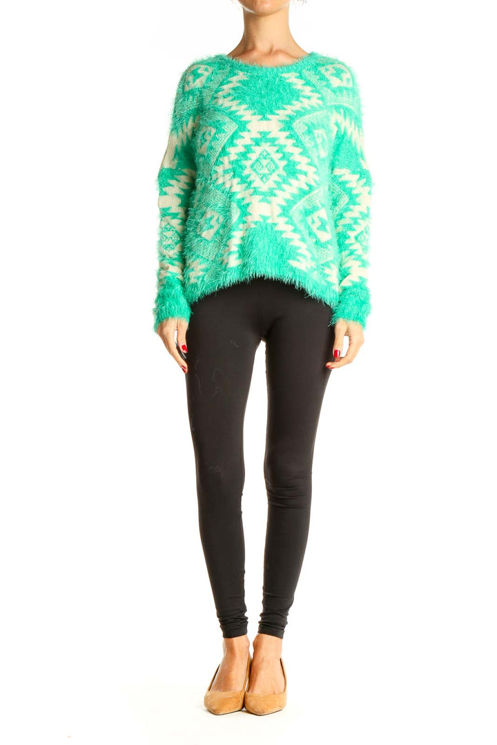 Green Aztec Print Bohemian Sweater