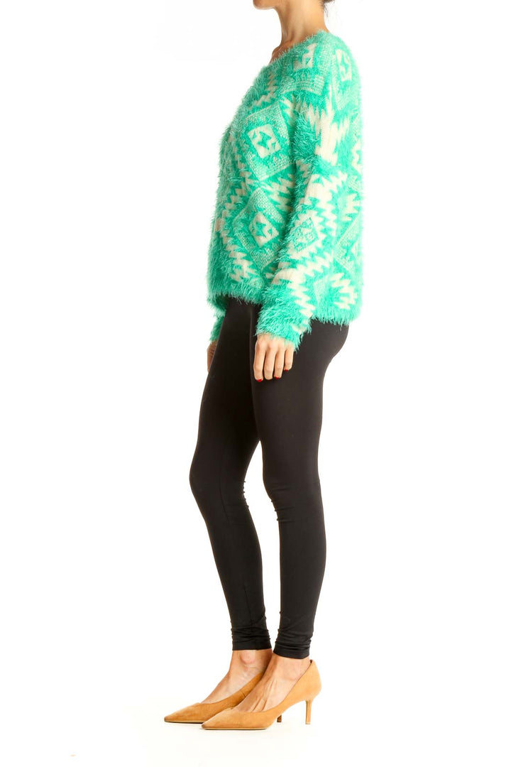 Green Aztec Print Bohemian Sweater