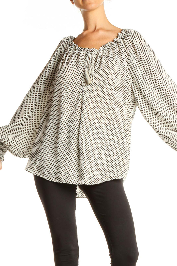 Beige Polka Dot Bohemian Top