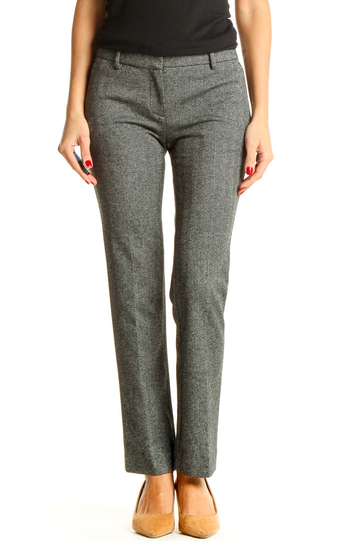 Gray Textured Casual Trousers