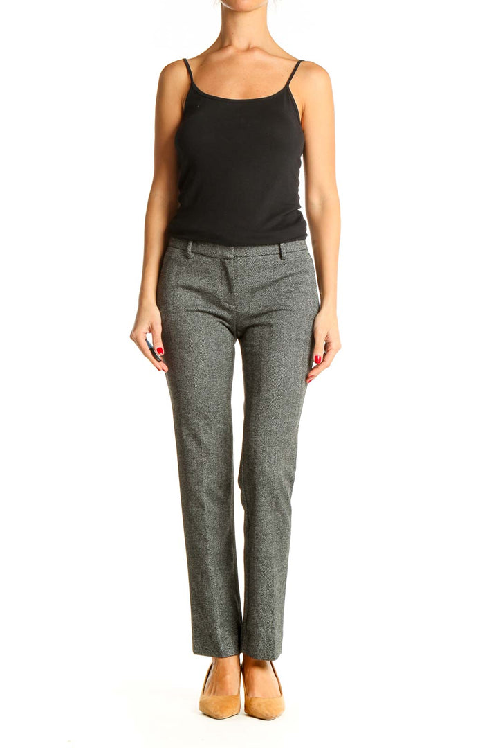 Gray Textured Casual Trousers