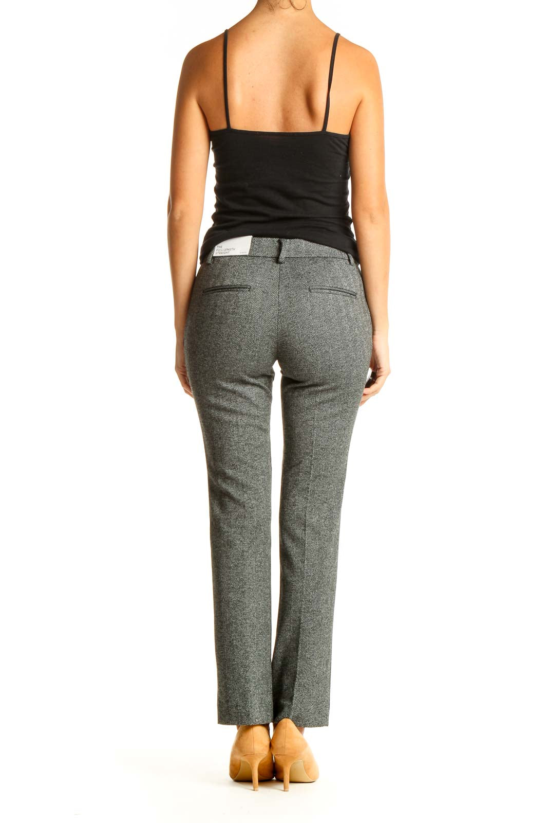 Gray Textured Casual Trousers