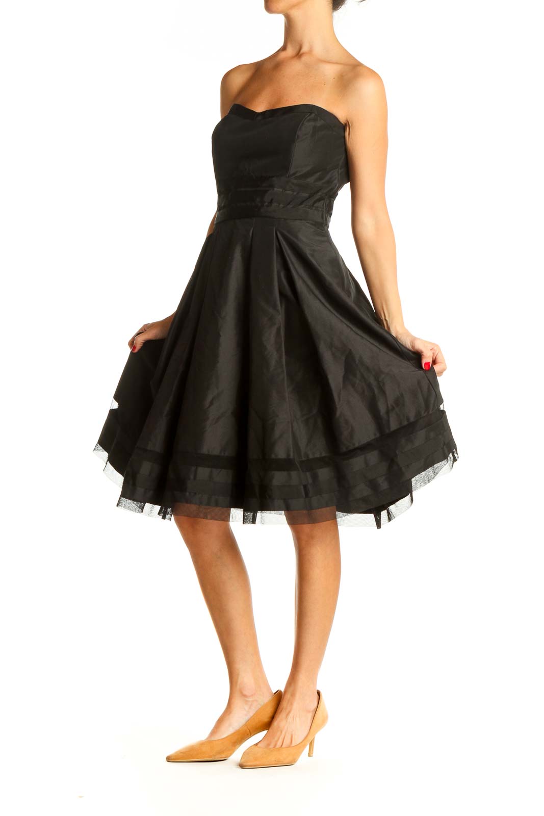 Black Classic Strapless Fit & Flare Dress