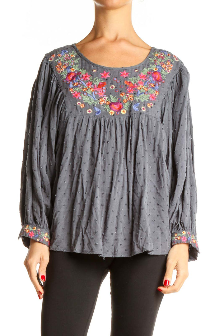 Gray Printed Bohemian Top