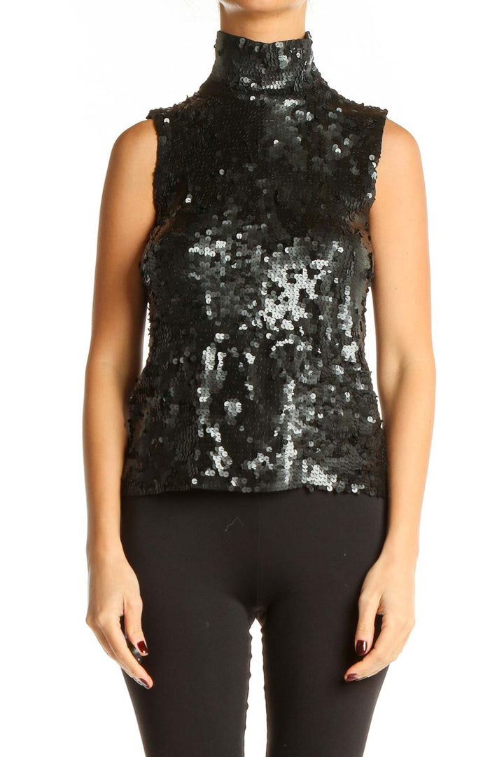 Black Sequin Party Top