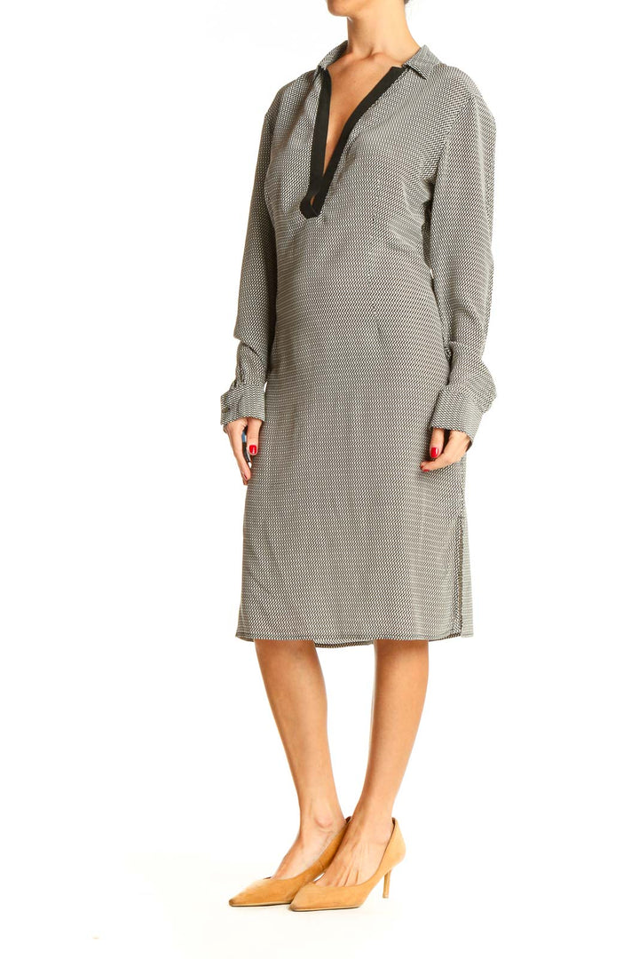 Gray Printed Work  Dress