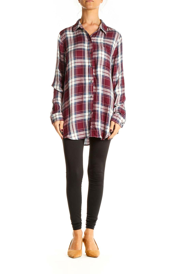 Red Checkered Casual Top