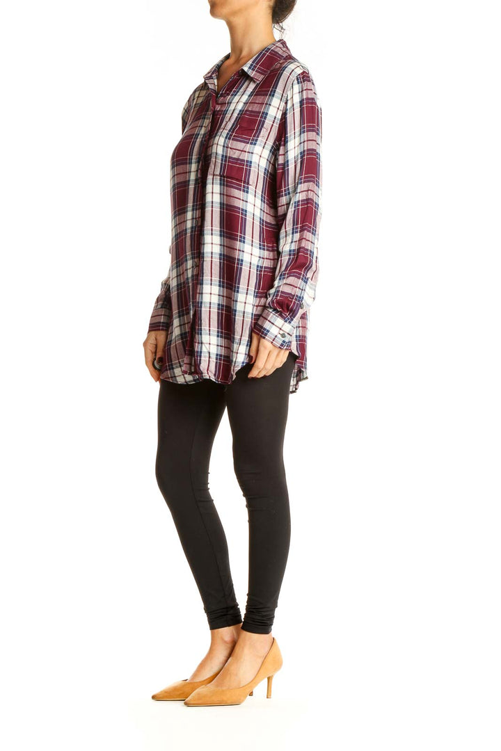 Red Checkered Casual Top