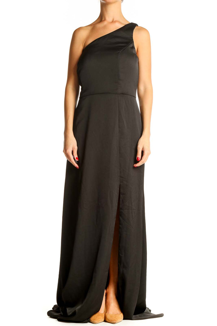 Black Classic One Shoulder Column Dress