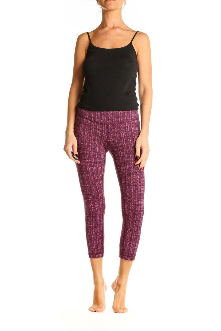 Purple Printed Casual Leggings