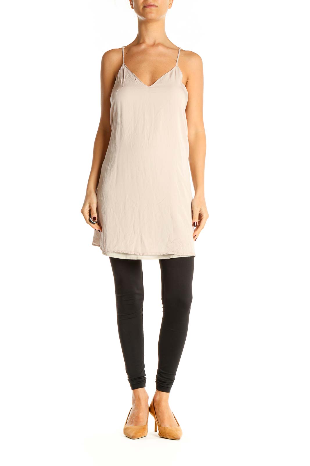 Beige Day A-Line Slip Dress